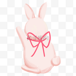 手绘卡通粉红色兔子免扣元素