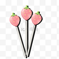 五彩的棒棒糖两三个草莓形状