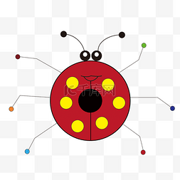红色瓢虫卡通可爱彩色瓢虫矢量图