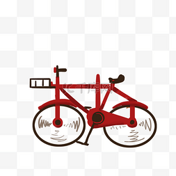 红色单车图片_卡通红色的单车免抠图