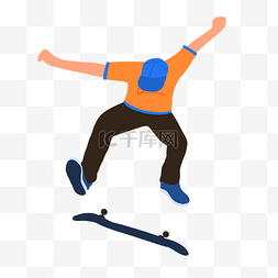 滑滑板跳跃男孩