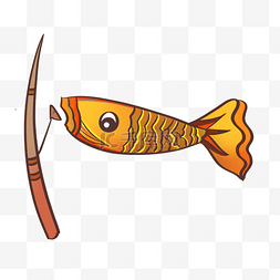 日本黄色的鲤鱼插画