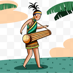 部落人物图片_wangala节日卡通风格人物元素