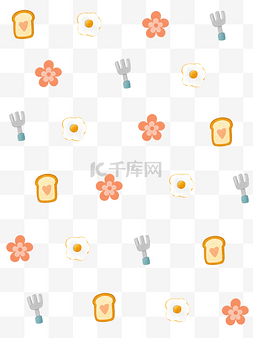 卡通面包可爱图片_色彩印花早餐底纹装饰