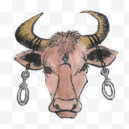 牛头图片_挂着耳环的牛头
