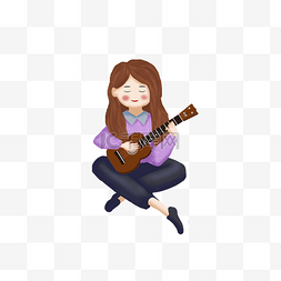 小女孩弹吉他图片_弹吉他的小女孩