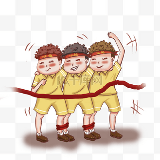 动漫厚涂比赛胜利举举高高插画png