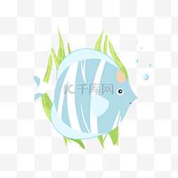可爱动物蓝色鱼