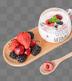 草莓黑莓车厘子水果美食酸奶美味