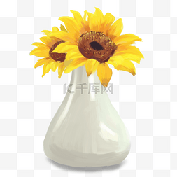 手绘鲜艳花卉图片_夏天向日葵花瓶手绘