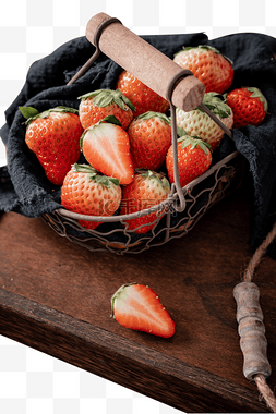美食食品水果草莓切开切果