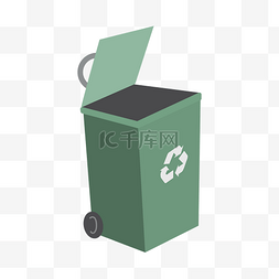 垃圾分类处理图片_绿色的可循环垃圾桶