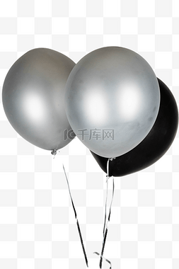 漂浮气球图片_银色黑色气球