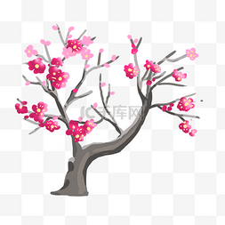 春天中国风桃树