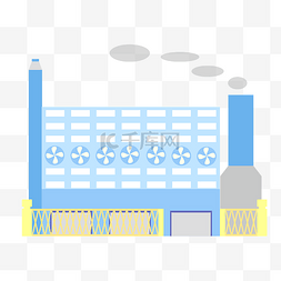 带烟筒的船图片_蓝色工厂楼房