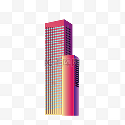 彩色立体创意建筑大厦元素