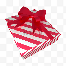 红色条纹盒子图片_3d红色条纹节日礼物