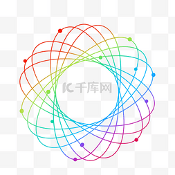 不规则几何科技图片_彩虹色渐变曲线点集合