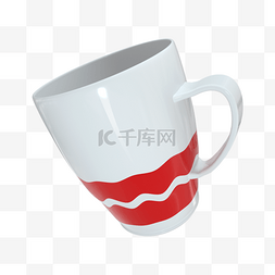 白色3d红色条纹咖啡杯