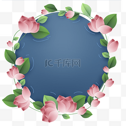 圆形花文字框图片_粉色花朵圆形边框