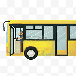 巴士站台图片_黄色公交车