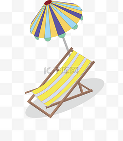 夏季沙滩椅日光伞免抠素材