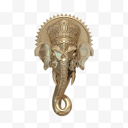 印度佛陀图片_金色印度大象雕塑