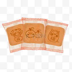 饼干手绘素材图片_透明包装小猪饼干手绘