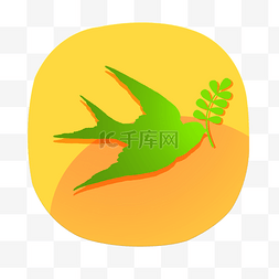 燕子元素图片_绿色圆形飞翔的燕子图标