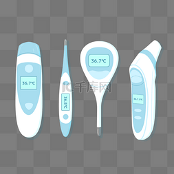 蓝色清新测量体温的温度计类型元