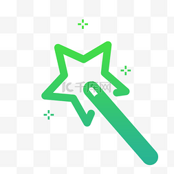 绿色星星素材图片_卡通绿色的魔法棒图标