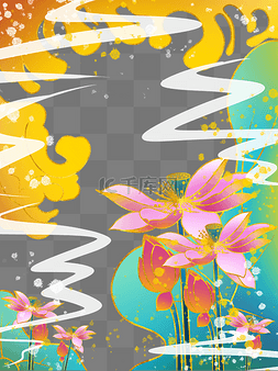 夏季花朵装饰图片_国潮花朵装饰边框