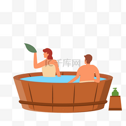 儿洗澡盆图片_卡通手绘澡盆蓝色泡浴插画