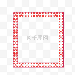 边框剪纸红方形图片_红色中国风花纹简约线条边框