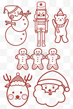姜饼人圣诞老人图片_圣诞节线描图标
