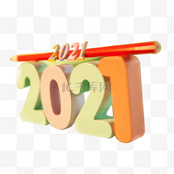 2021年数字图片_红色彩铅数字2021