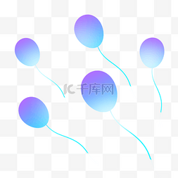 蓝色气球节日海报装饰素材