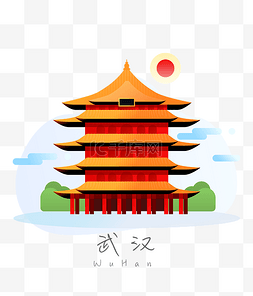 武汉旅游图片_武汉黄鹤楼扁平风素材