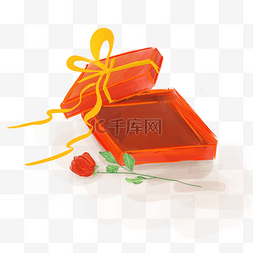 七夕节红玫瑰图片_红色礼物盒和红玫瑰