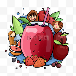 卡通水果草莓橙子图片_卡通夏日海水水果人物插画PNG