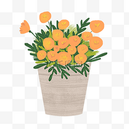 彩色花朵花盆插画