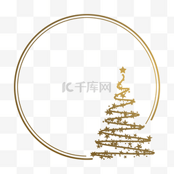 圆圈剪影图片_棕色抽象华美圣诞树圆圈边框