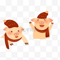 两只小猪图片_手绘卡通两只小猪免扣元素