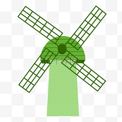 卡通的风车图片_绿色环保风车插画
