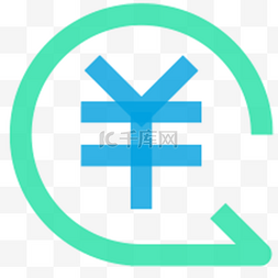 绿蓝迷彩图片_线性双色金融类APP图标人民币符号