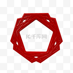 C4D红色创意五边形复古装饰边框
