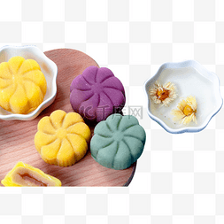 桌凳排列图片_中秋节传统美食冰皮月饼