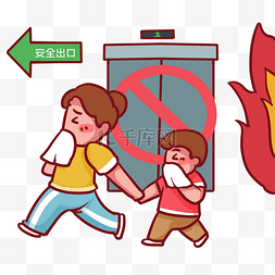 右向紧急出口图片_中小学生基础逃生火灾不用电梯