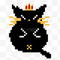 黑色猫咪图片_像素风可爱黑色猫咪国王