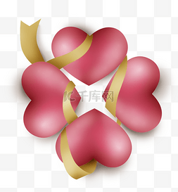 气球粉红色图片_母亲节立体心和丝带